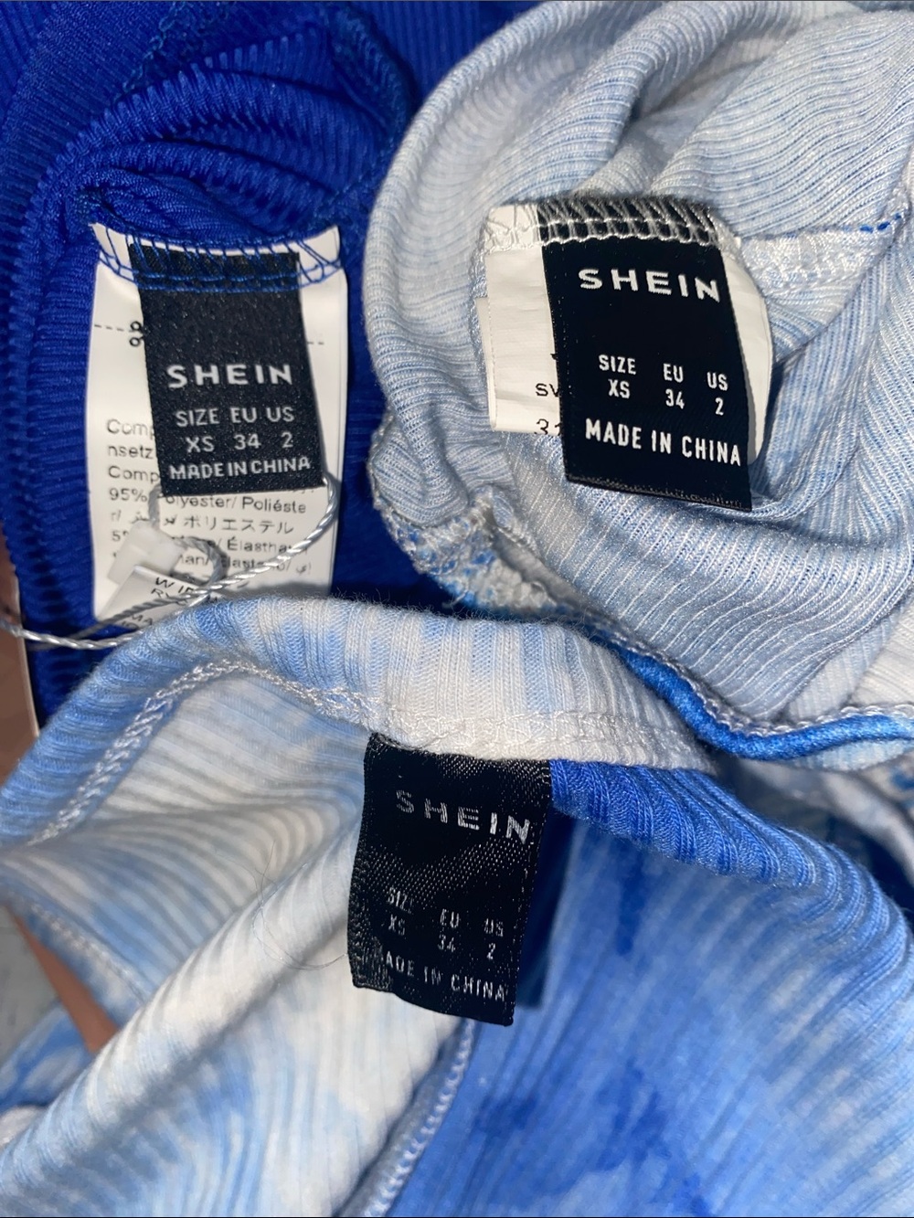 SHEIN women Royal & Tie-Dye Blue short Romper Set ribbed Xsmall xs bundle - Picture 8 of 8